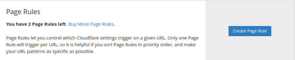 cloudfare create new page rule